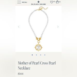 Susan Shaw NWT Mother of Pearl Cross Necklace on Pearl Necklace